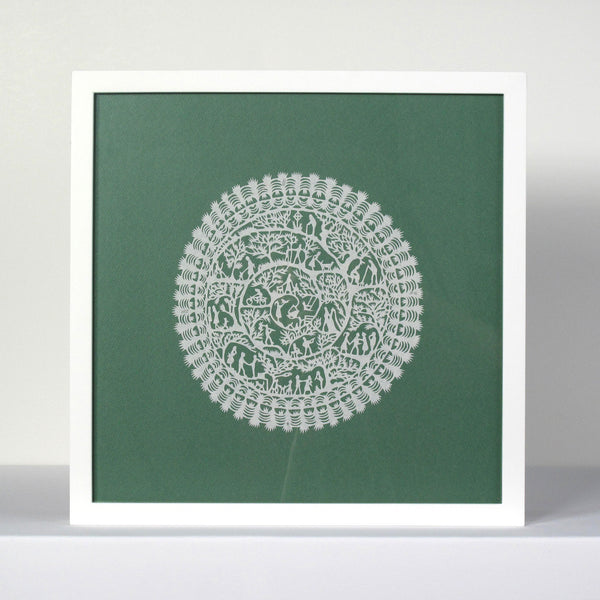 Circle of Life - White Frame | Green Back - RRP $199 REDUCED TO $99 FREE SHIPPING