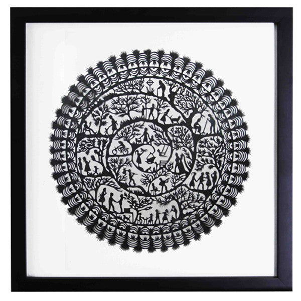 Circle of Life black framed PaperCut art FREE SHIPPING