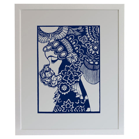 Folk Girl framed PaperCut art FREE SHIPPING