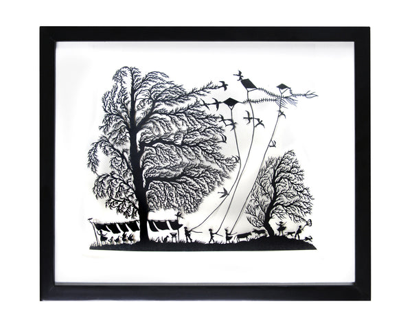 Garden Life black framed PaperCut art FREE SHIPPING