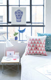 'Cobalt fruits' patterned Cushion with insert FREE SHIPPING