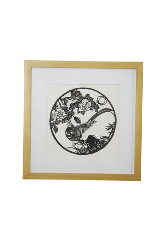 Peonies blonde framed papercut art REDUCED TO $129 rrp $189