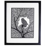 Owl in Tree framed PaperCut art FREE SHIPPING