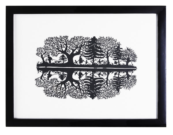 Reflections black framed PaperCut art