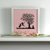 Tree Swing white framed PaperCut art