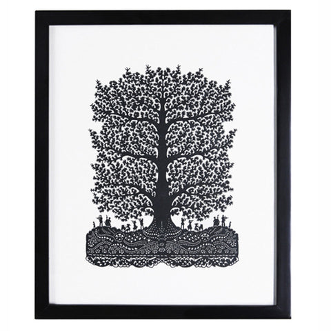 Music Tree black framed PaperCut art FREE SHIPPING